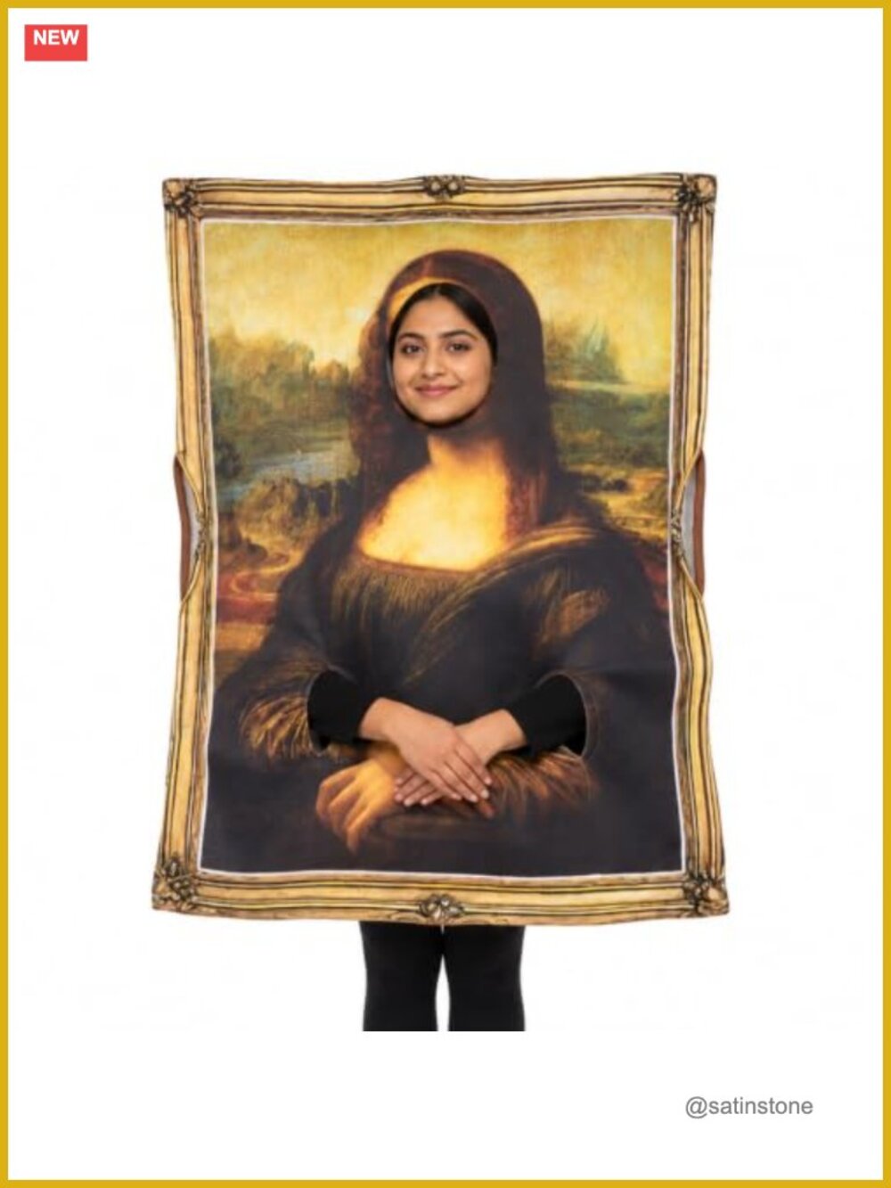 Mona Lisa Halloween Costume Pull-On Gold Frame Adult One Size Polyester